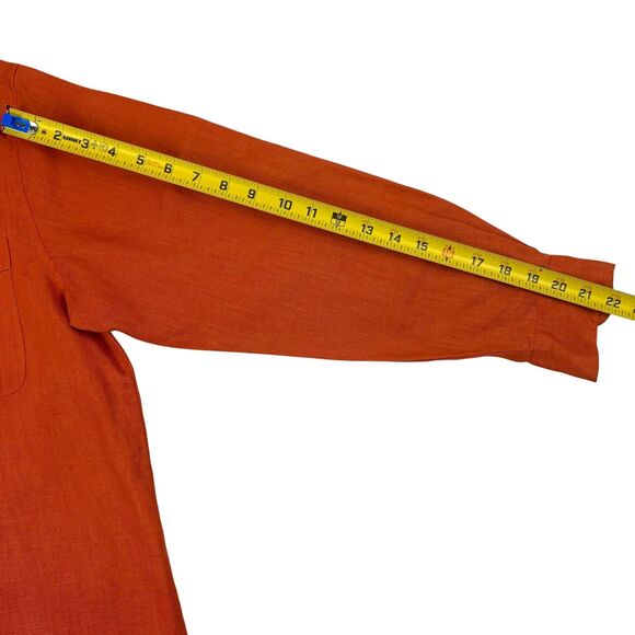 Westbound Orange Linen Button-Up LS Blouse Minimalist Beach Natural Large - Picture 9 of 14